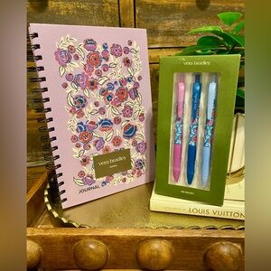 Vera Bradley Bubbly Flowers Journal and Set of 3 Pens